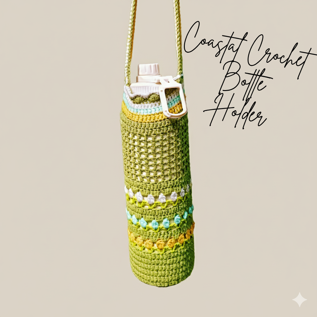Coastal Crochet Bottle Holder